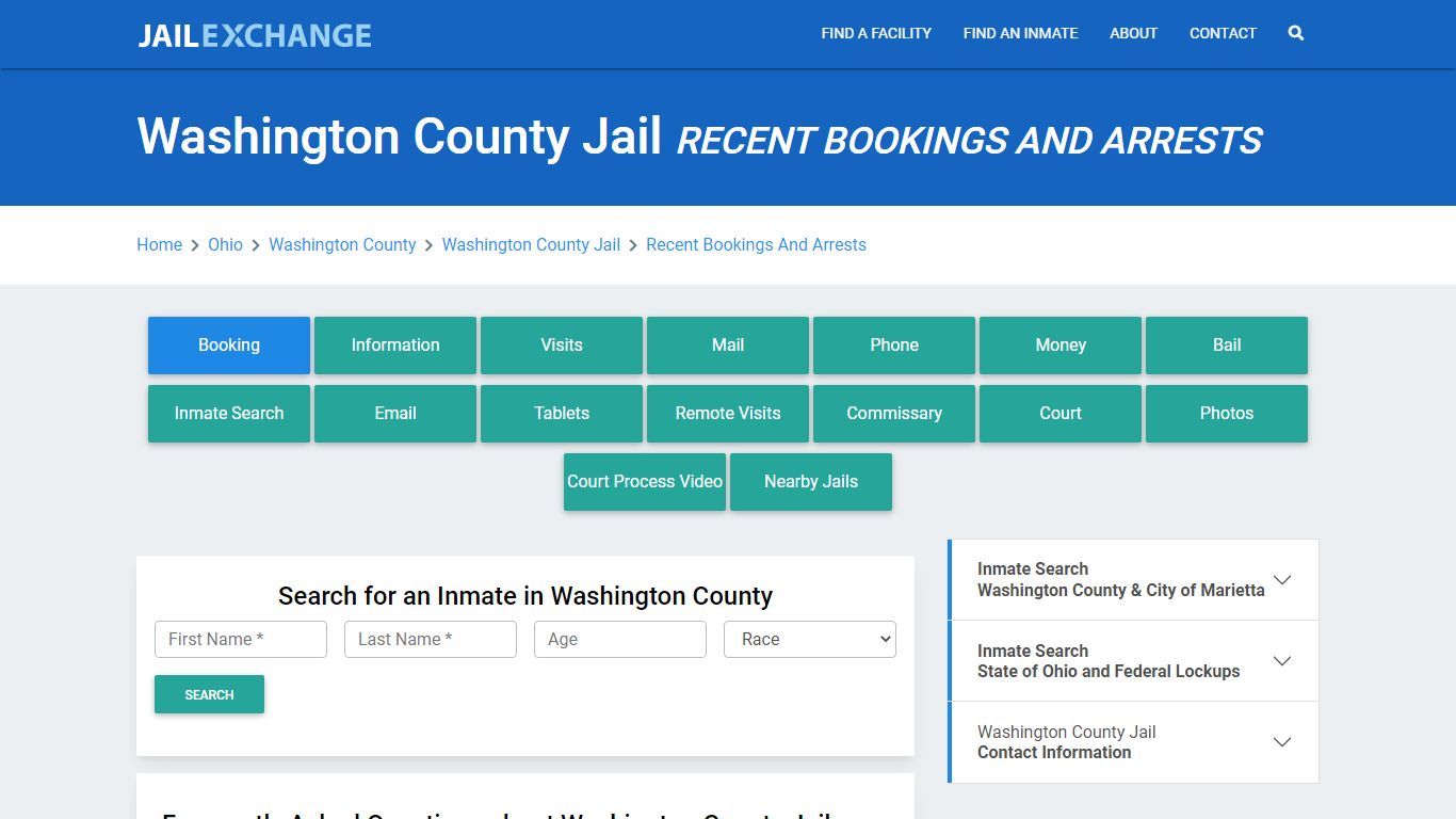 Washington County Jail OH Recent Arrests and Bookings